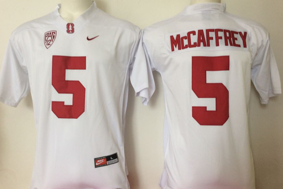 NCAA Men Stanford Cardinals White #5 Mccaffrey